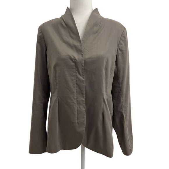 Eileen Fisher Medium Light-weight * Gray Ramie Blend Zip Long Sleeve Jacket Spri - Picture 1 of 16